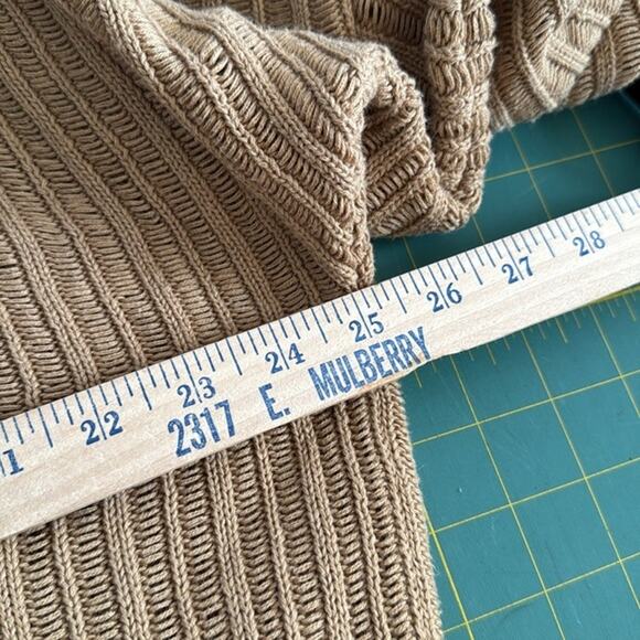 Women's Tan Open Front Cardigan Sweater 3/4 Sleeves Fringe Sz Medium - Picture 4 of 5